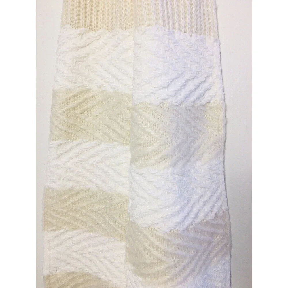 Inc Scarf Striped Arrow-Stitch Muffler White Ivory One Size Neck Warm